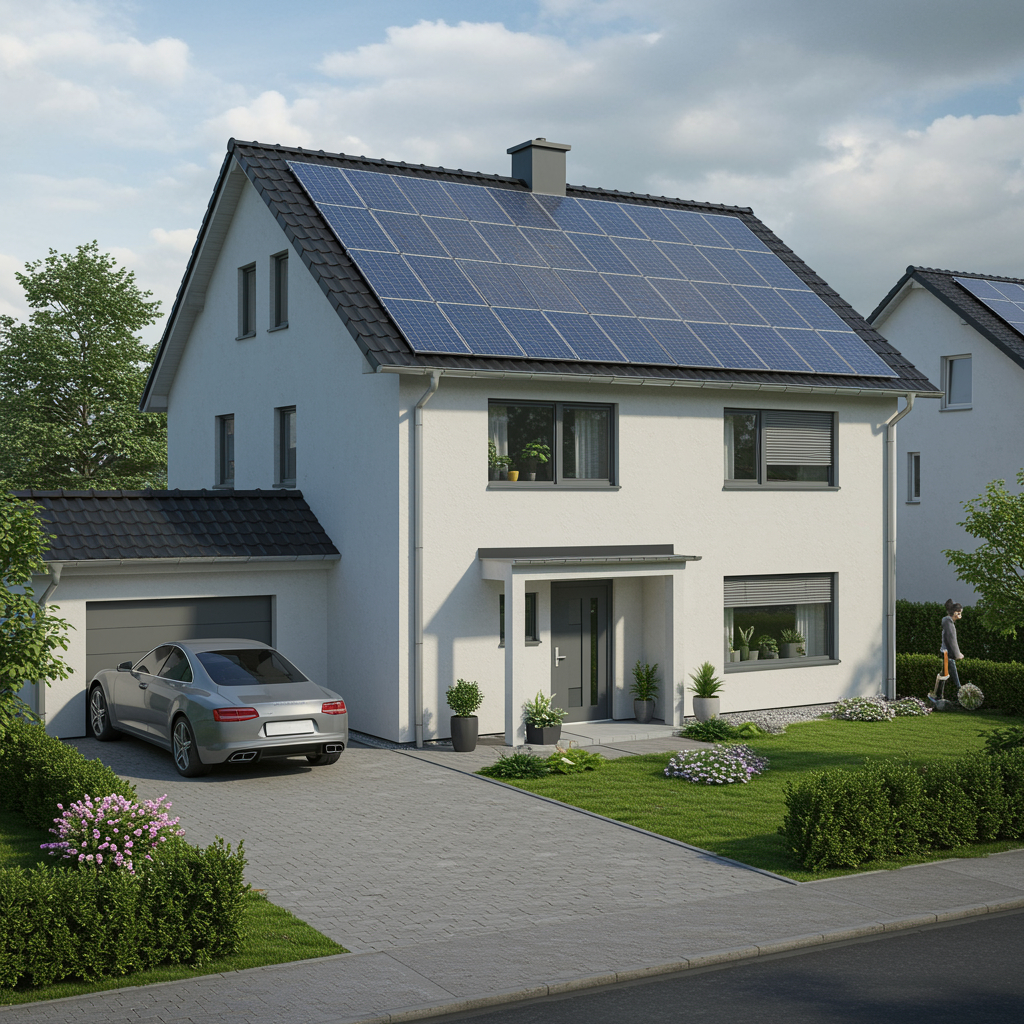 Modernes deutsches Haus mit Solaranlage
